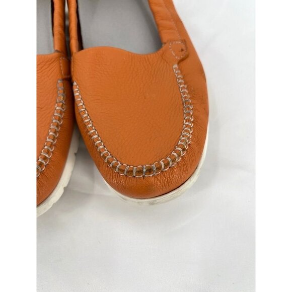 SAS Sunny Slip on Loafer Orange Leather Comfort Shoe Womens Sz 8.5 M Flat Mocca - Picture 3 of 12